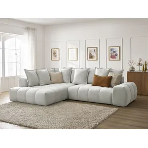 Canapé d'angle L convertible coffre EVEREST tissu texturé Bobochic pas cher
