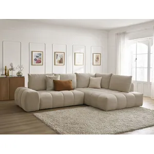 Canapé d'angle L convertible coffre EVEREST tissu texturé Bobochic pas cher