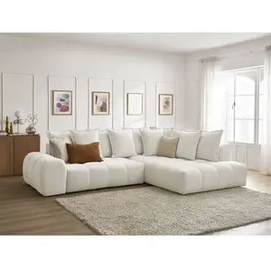 Canapé d'angle L convertible coffre EVEREST tissu chiné Bobochic