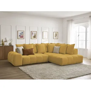 Canapé d'angle L convertible coffre EVEREST tissu chiné Bobochic pas cher