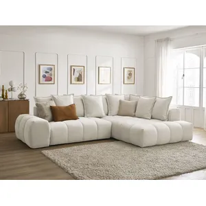Canapé d'angle L convertible coffre EVEREST tissu texturé Bobochic