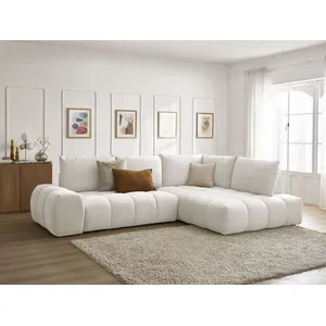 Canapé d'angle L convertible coffre EVEREST tissu texturé Bobochic pas cher