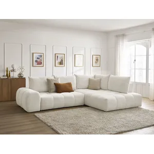Canapé d'angle L convertible coffre EVEREST tissu chiné Bobochic