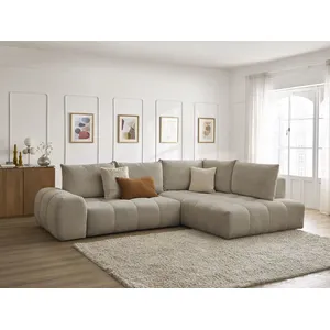 Canapé d'angle L convertible coffre EVEREST tissu chiné Bobochic pas cher