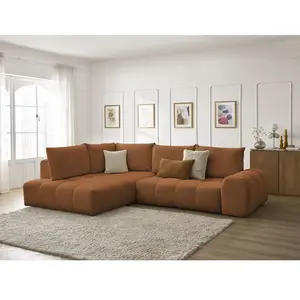 Canapé d'angle L convertible coffre EVEREST tissu chiné Bobochic pas cher