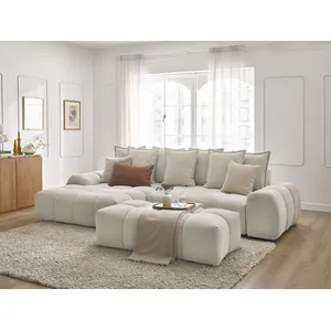 Comparateur de prix : Canapé d'angle convertible coffre EVEREST tissu texturé avec pouf Bobochic