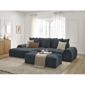 Comparateur de prix : Canapé d'angle convertible coffre EVEREST tissu texturé avec pouf Bobochic
