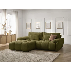 Bobochic canapé d'angle fixe ivane tissu texturé vert angle gauche IVANE pas cher