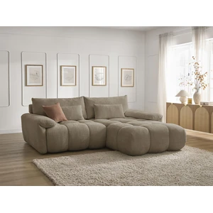 Bobochic canapé d'angle fixe ivane tissu texturé marron angle droit IVANE pas cher