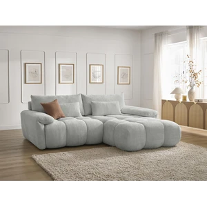 Bobochic canapé d'angle fixe ivane tissu texturé gris clair angle droit IVANE pas cher