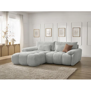 Bobochic canapé d'angle fixe ivane tissu texturé gris clair angle gauche IVANE pas cher