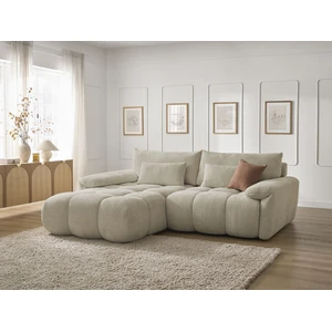 Bobochic canapé d'angle fixe ivane tissu texturé beige angle gauche IVANE pas cher