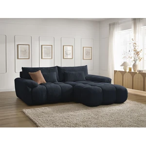 Bobochic canapé d'angle fixe ivane tissu texturé bleu foncé angle droit IVANE pas cher