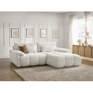 Bobochic canapé d'angle fixe ivane tissu texturé blanc angle droit IVANE pas cher