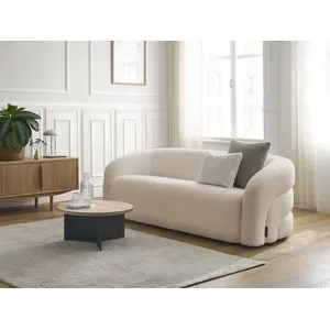 Bobochic canapé droit fixe 3 places elina tissu bouclette beige ELINA pas cher