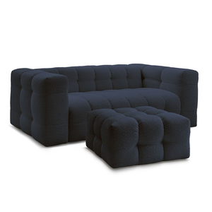 Canapé droit convertible 3 places CLOUD tissu bouclette avec pouf Bobochic pas cher