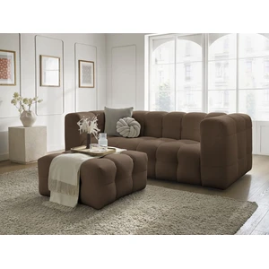 Canapé droit fixe 3 places CLOUD tissu mesh avec pouf marron   BOBOCHIC pas cher