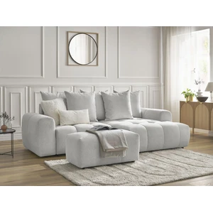 Canapé d'angle convertible coffre ROXELANE tissu chiné avec pouf Bobochic pas cher