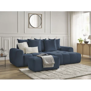 Canapé d'angle convertible coffre ROXELANE tissu chiné avec pouf Bobochic pas cher