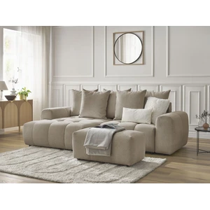 Canapé d'angle convertible coffre ROXELANE tissu chiné avec pouf Bobochic pas cher