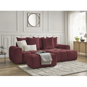 Canapé d'angle convertible coffre ROXELANE tissu chiné avec pouf Bobochic pas cher