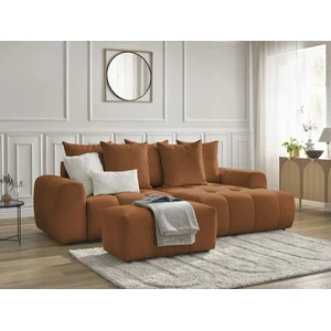 Canapé d'angle convertible coffre ROXELANE tissu chiné avec pouf Bobochic pas cher