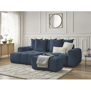Canapé d'angle convertible coffre ROXELANE tissu chiné avec pouf Bobochic pas cher