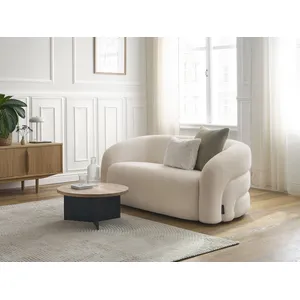 Bobochic canapé droit fixe 2 places elina tissu bouclette beige ELINA pas cher
