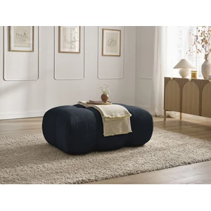 Bobochic pouf ivane tissu texturé bleu foncé IVANE
