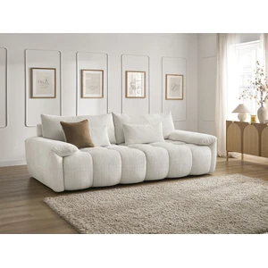 Bobochic canapé droit fixe 3 places ivane tissu texturé blanc IVANE pas cher