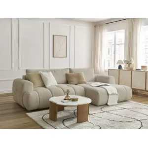 Comparateur de prix : Canapé d'angle convertible FUJI tissu bouclette avec pouf Bobochic