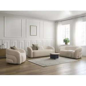 Comparateur de prix : Ensemble canapé droit fixe 3 + 2 places + fauteuil pivotant ELINA tissu bouclette Bobochic