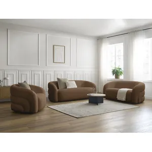 Comparateur de prix : Ensemble canapé droit fixe 3 + 2 places + fauteuil pivotant ELINA tissu bouclette Bobochic