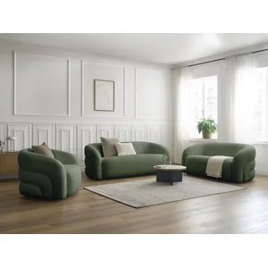 Comparateur de prix : Ensemble canapé droit fixe 3 + 2 places + fauteuil pivotant ELINA tissu bouclette Bobochic
