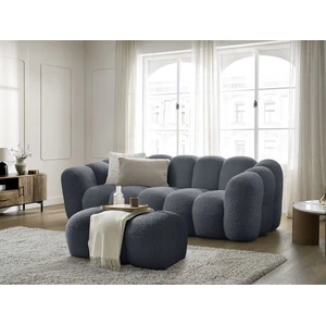 Canapé droit fixe 3 places HIPPOLYTE avec pouf gris foncé   BOBOCHIC pas cher