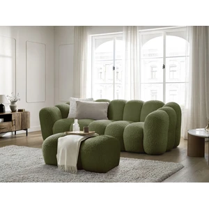 Bobochic canapé droit fixe 3 places hippolyte avec pouf vert HIPPOLYTE pas cher