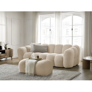 Comparateur de prix : Bobochic canapé droit fixe 3 places hippolyte avec pouf beige HIPPOLYTE