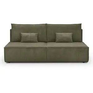 HOMIFAB Canapé convertible 3 places avec coffre de rangement en velours côtelé vert kaki - Milla pas cher