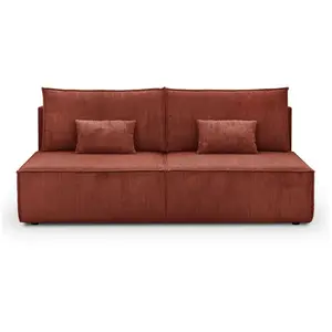 HOMIFAB Canapé convertible 3 places avec coffre de rangement en velours côtelé rouille - Milla pas cher