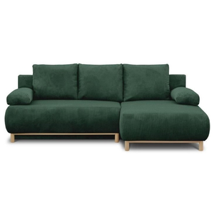 Canapé d'angle droite convertible - 3 places - MIKA - Tissu velours cô...