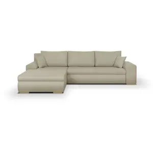 Canapé d'angle convertible réversible + coffre de rangement - Tissu Be...