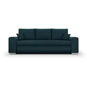 Canape droit 3 places en tissu bleu 98 x 250 x 98 cm