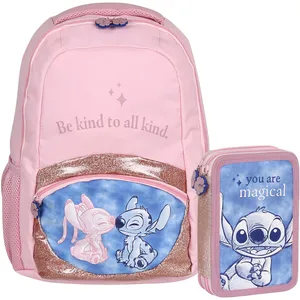 DISNEY Stitch ENSEMBLE SCOLAIRE pour fille: SAC À DOS renforcé + TROUS...