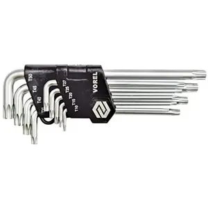 Comparateur de prix : Clés Torx de sécurité - VOREL - 9 pcs - Acier chrome-vanadium - Cintre plastique