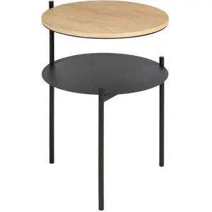 noo.ma Table de chevet finition chêne, marron, 2 étagères pas cher