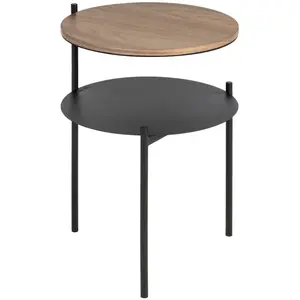 noo.ma Table de chevet finition chêne, marron, 2 étagères pas cher