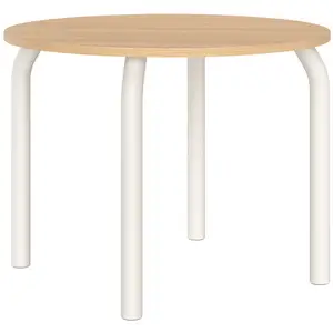 noo.ma Table de salle à manger ronde en placage de chêne et acier, beige pas cher