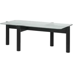 noo.ma Table basse en bois de hêtre et verre trempé, noir pas cher