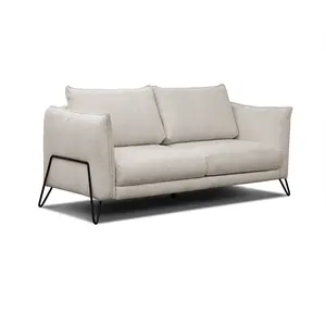 COURTOIS LAVILLE Canapé droit 3 places tissu beige clair - HOSTEN pas cher