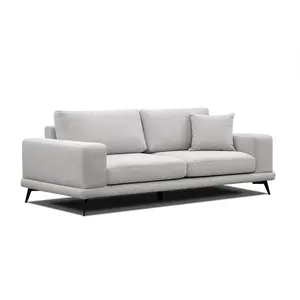 COURTOIS LAVILLE Canapé droit XXL 3 places tissu gris argenté - MEDIOLANE pas cher